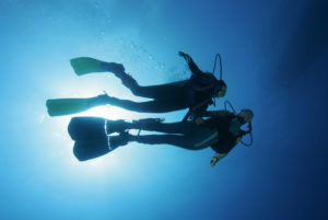 Taucher im freien Wasser|Divers in the water|