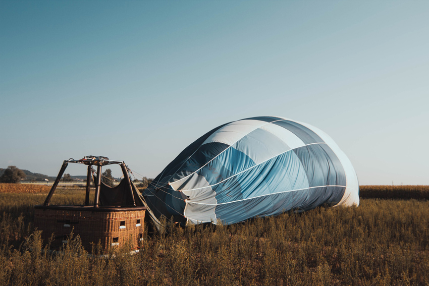 Nacelle de montgolfière : décollage